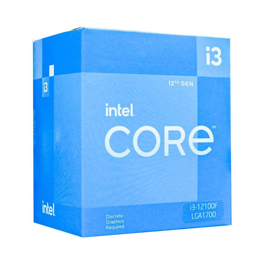 CPU Intel Core i3-12100F (3.3GHz turbo up to 4.3GHz, 4 nhân 8 luồng, 12MB Cache, 58W)- Socket Intel LGA 1700