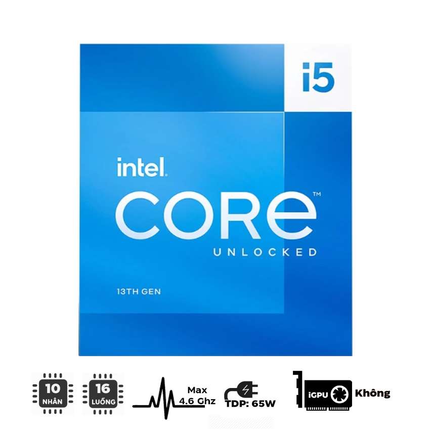 CPU INTEL CORE I5-13400 (UP TO 4.6GHZ, 10 NHÂN 16 LUỒNG, 20MB CACHE, 65W) - SOCKET INTEL LGA 1700/RAPTOR LAKE